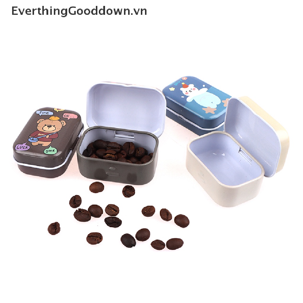 Everthinggooddown Hộp Thiếc Mini Đựng Trang Sức / Tiền Xu / Đồ Trang Sức Hình Chú Gấu