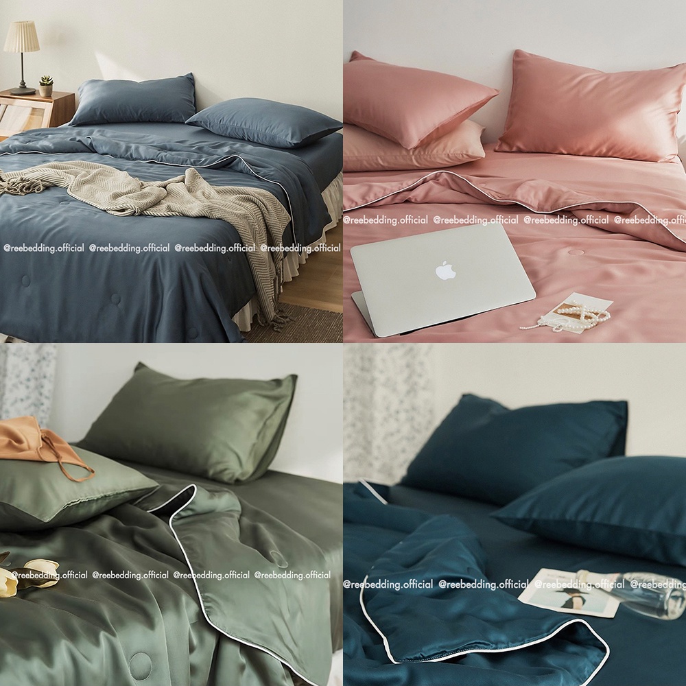 Bộ chăn ga gối Lụa chần bông Tencel 60s mát mềm REE Bedding đủ size giường nệm LTC174