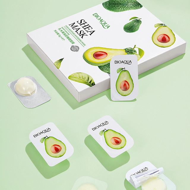 Hộp Mặt Nạ Ngủ Bioaqua Chiết Xuất Qủa Bơ Dưỡng Ẩm Se Khít Lỗ Chân Lông (Hộp 8 Cái)