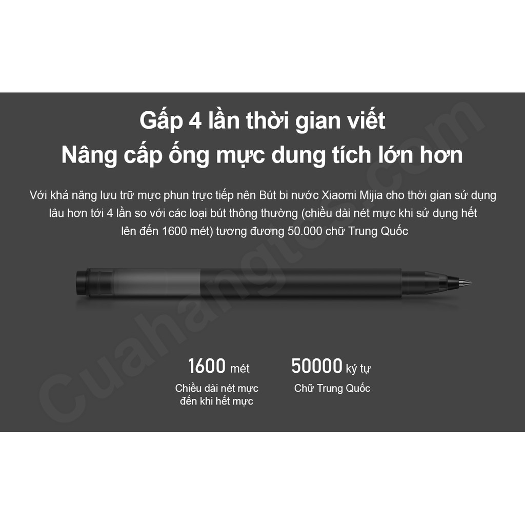 Hộp 10 cái Bút bi nước Xiaomi 0.5mm MJZXB02WC mực đen