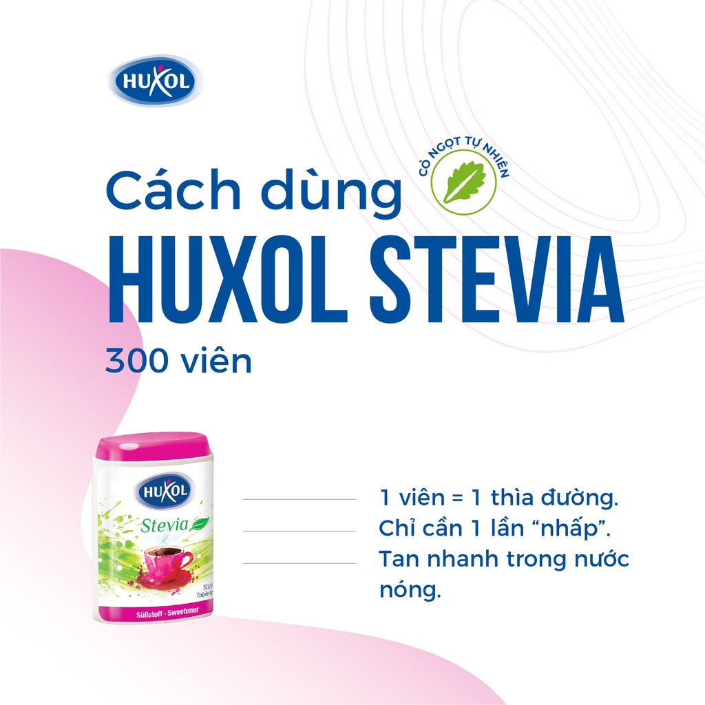 Đường Ăn Kiêng Huxol Cỏ Ngọt Stevia 300 viên - Đường cỏ ngọt cho người giảm cân, tiểu đường, cao huyết áp