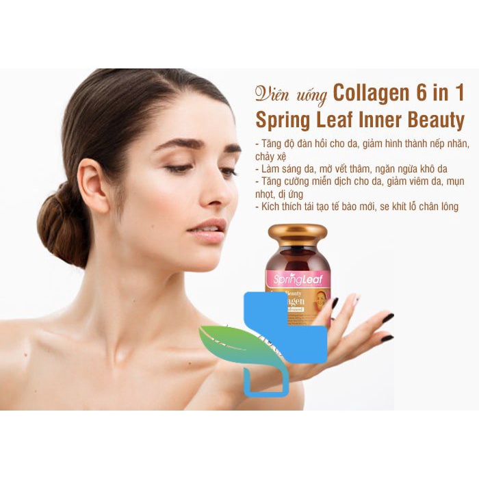 Viên COLLAGEN SPRING LEAF INNER BEAUTY COLLAGEN 6-IN-1, hộp 180 viên - 6in1 hiệu quả căng da , sáng da - Nội Địa Úc