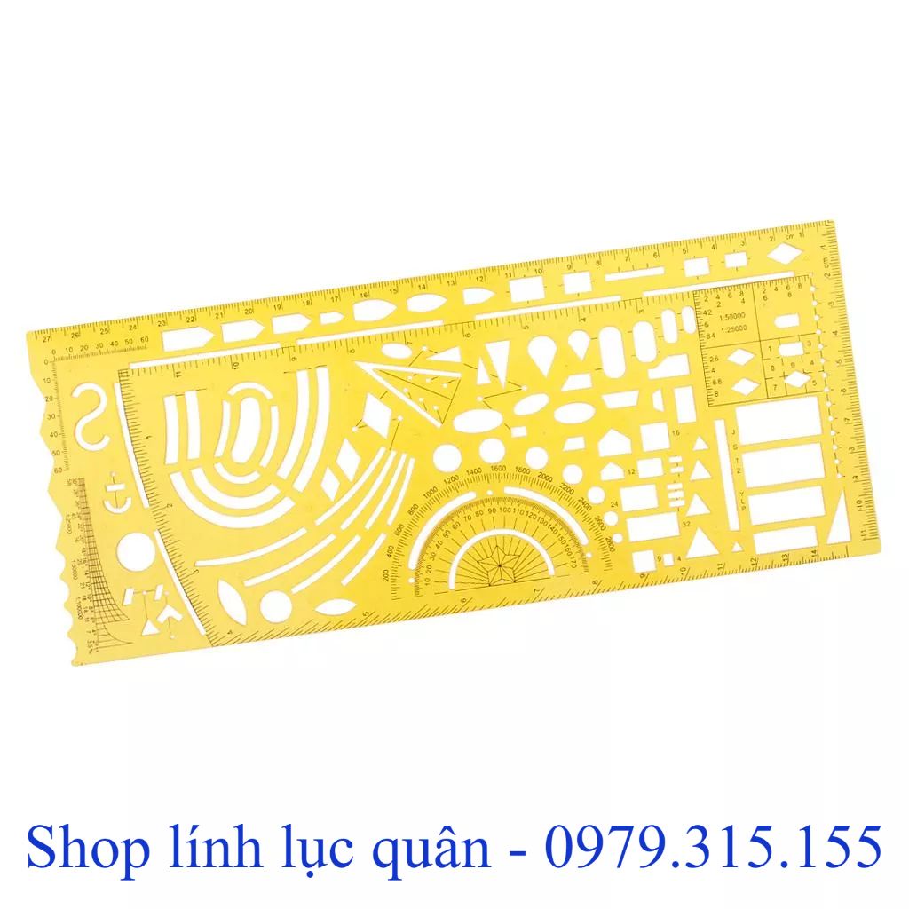 Thước vàng vẽ chỉ huy tham mưu 28x11.5cm