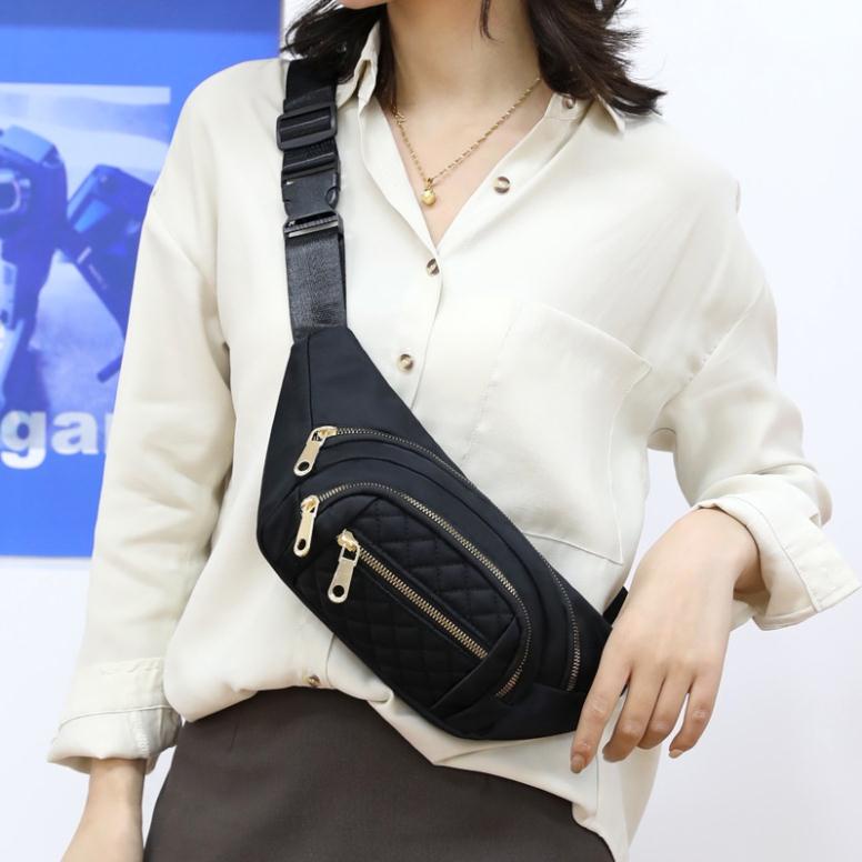 Túi Đeo ChéoTrước Ngực Đeo Hông  Bằng Nylon Phong Cách Hàn Quốc