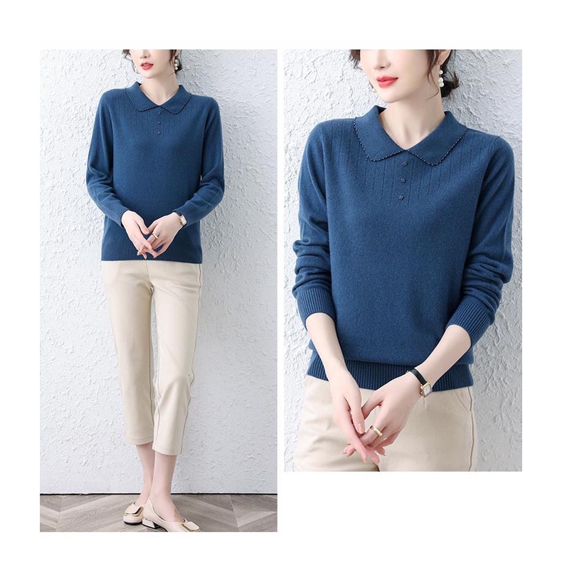 Áo Dệt Kim Tay Dài Cổ Búp Bê Phong Cách Phương Tây Thời Trang Hè Thu Cho Nữ