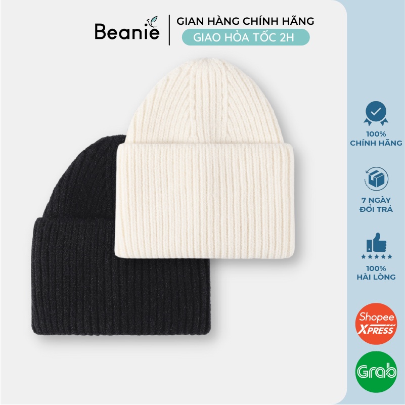 Mũ Len Dài Cao Cấp BEANIE Thiết Kế Độc Đáo Gập 2 Chiều Thời Trang Hàn Quốc, Nón Len Trơn Unisex Nam Nữ Mùa Đông B047