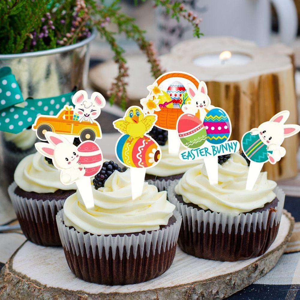 Set 12 Que Cắm Trang Trí Bánh Hình Thỏ Nhiều Màu