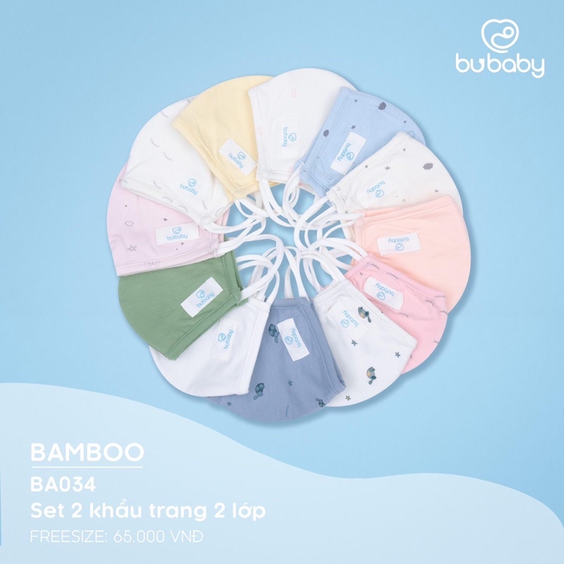 Bu baby! Set 2 khẩu trang kháng khuẩn chất liệu sợi tre mềm, an toàn và bảo vệ các bé!