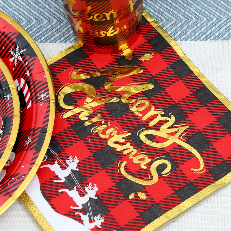 Bộ Cốc Đĩa Giấy Dùng Một Lần Chủ Đề Giáng Sinh Năm Mới 2024