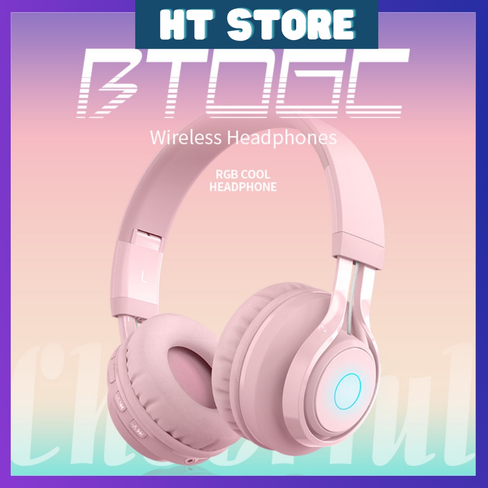 Tai Nghe/Headphone Chụp Tai Bluetooth 5.0 BT06C Không Dây Tích Hợp Đèn LED Êm Tai Hot Trend 2022