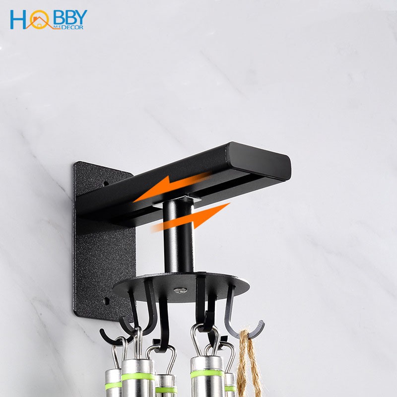 Giá móc treo muỗng vá xoay 360 độ HOBBY MTMX dán tường gạch men - có 2 loại 6 chấu và 8 chấu - kèm keo dán