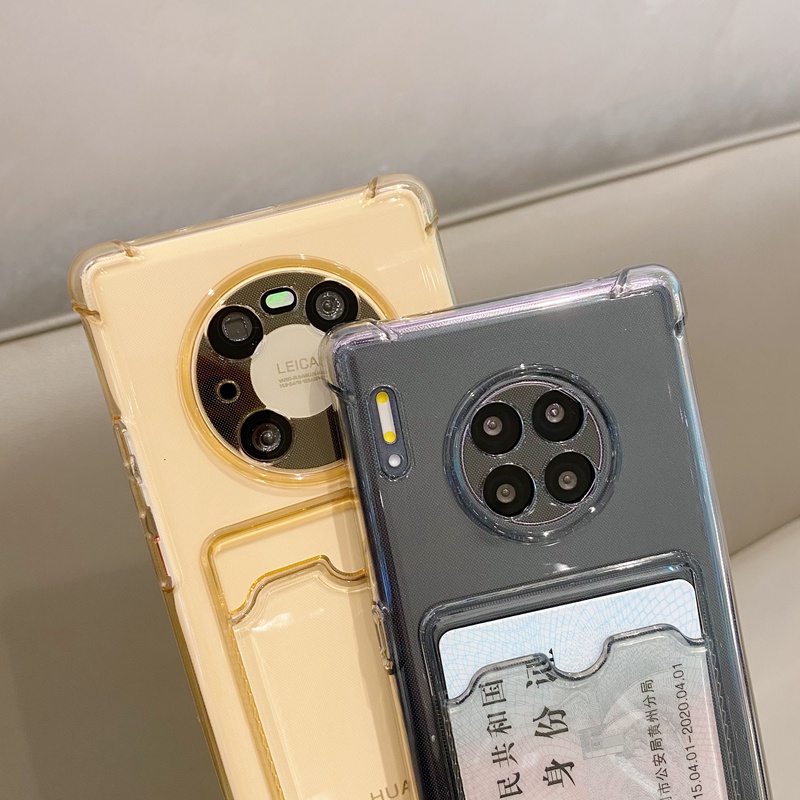 Ốp Điện Thoại Silicon Mềm Trong Suốt Có Ngăn Đựng Thẻ Cho Huawei P30 P40 Pro Mate 30 40 Pro