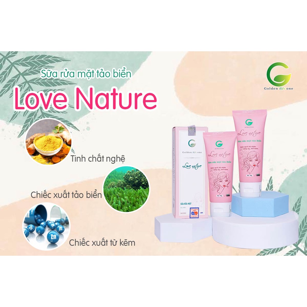 Sữa rửa mặt tảo biển Love Nature từ Golden Life One giúp thu nhỏ lỗ chân lông, làm sạch da giúp da trắng sáng , hộp 1 tú | BigBuy360 - bigbuy360.vn