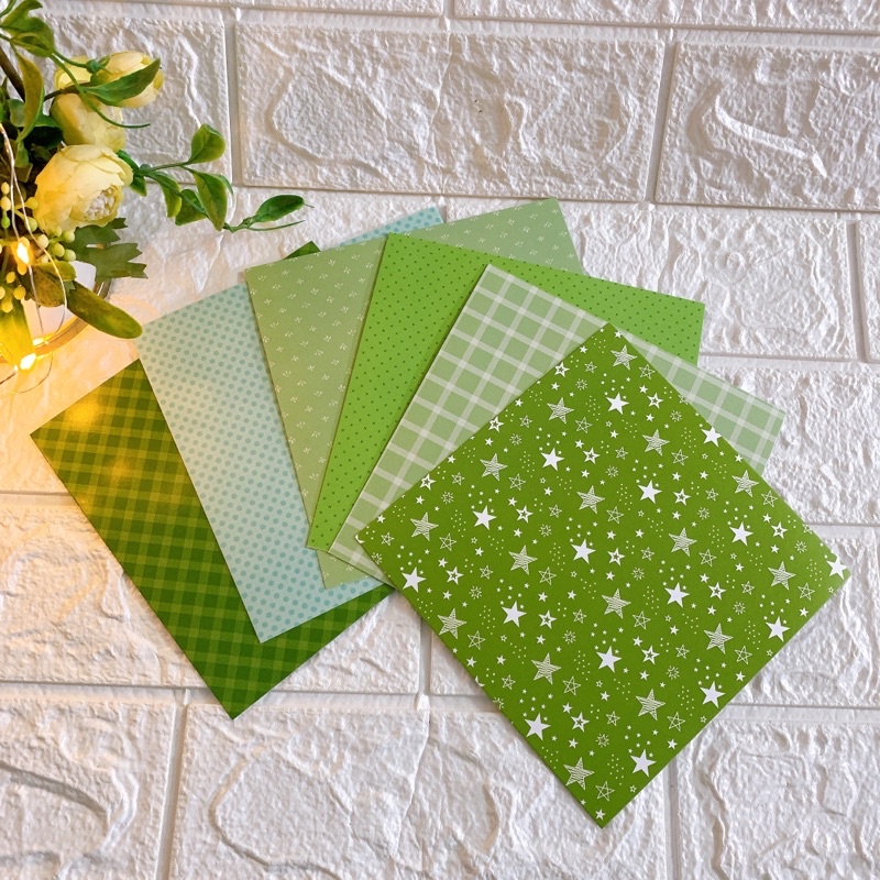 Giấy nền hoạ tiết định lượng 250gsm combo 6 tờ size 15cmx15cm giấy màu