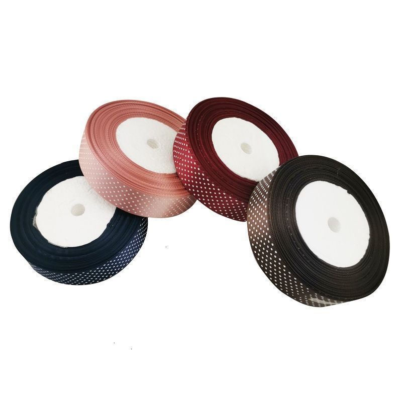 Cuộn ruy băng satin 25 yards 25mm hoạt hình in chấm bi trang trí gói quà