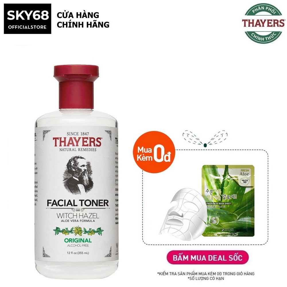 Nước Hoa Hồng Làm Sạch, Se Khít Lỗ Chân Lông Không Cồn Thayers Original 355ml Alcohol - Free Toner Original 355ml