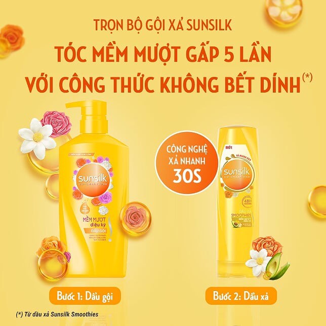 COMBO 2 Chai dầu gội Sunsilk Óng mượt Đen và Vàng 1400g