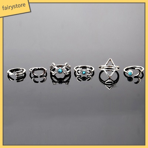 Set 6 nhẫn đeo đốt tay thiết kế đa dạng thời trang cho nữ