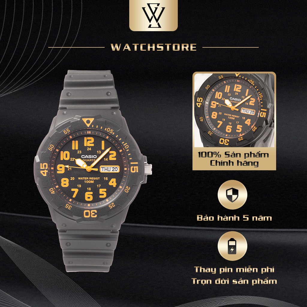 Đồng Hồ Quartz Nam Casio WATCHSTORE MRW-200H-4BVDF Thiết Kế Mặt Kính Nhựa 44.5mm, Vỏ Và Dây Nhựa Bền Bỉ