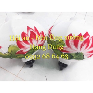 Đèn lồng tre Hội an vẽ hoa sen mẫu 2, size 30cm hoặc 45cm - tròn hoặc tỏi, màu tuỳ chọn