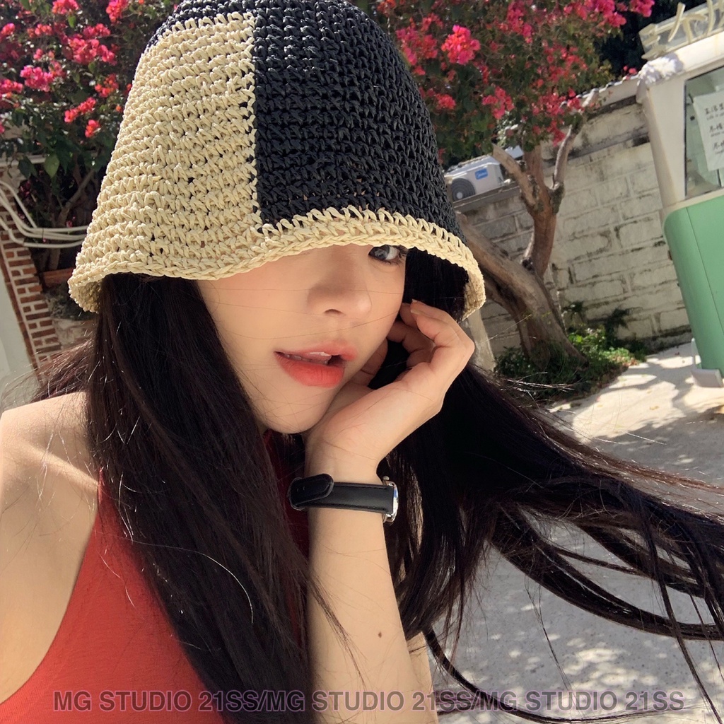 MG STUDIO/summer straw bucket hat