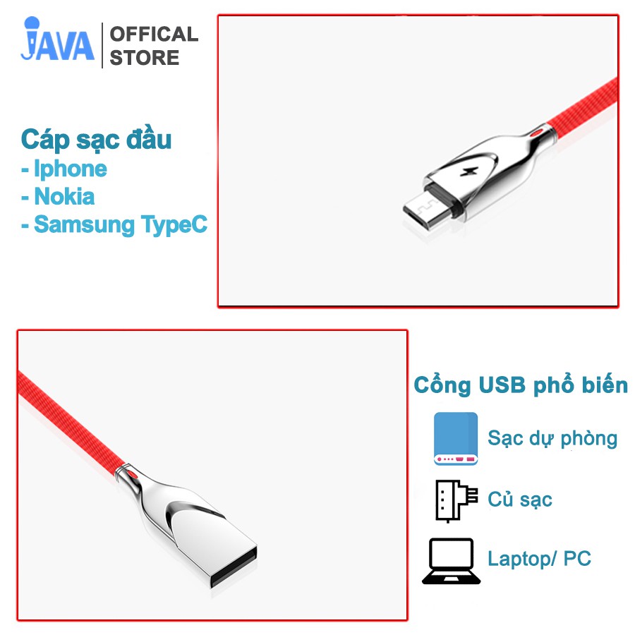 Dây cáp sạc nhanh IPcó đèn báo mức pin siêu bền-IP- Micro USB-Type C