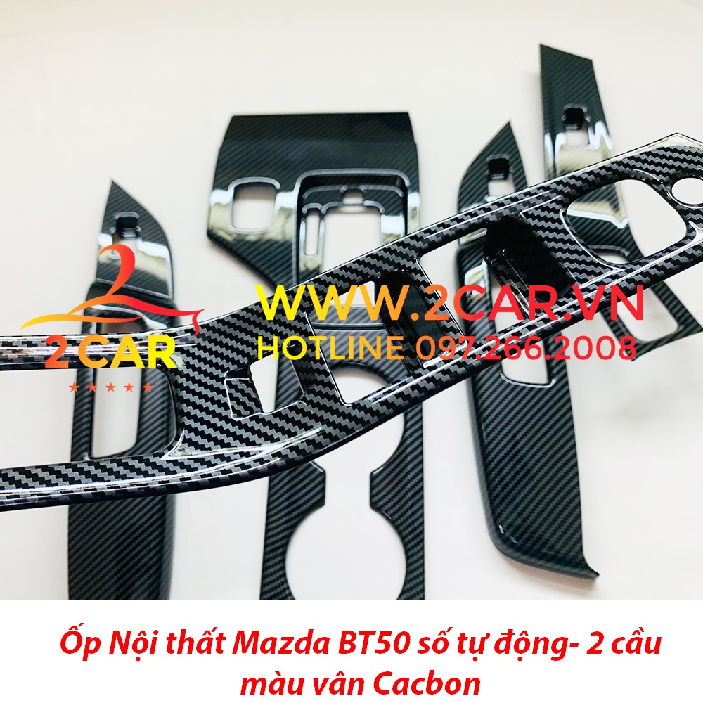 Ốp nội thất CARBON xe Mazda BT50 2013 - 2022 xe số tự động, bản 2 cầu chất liệu Nhựa vân Cacbon