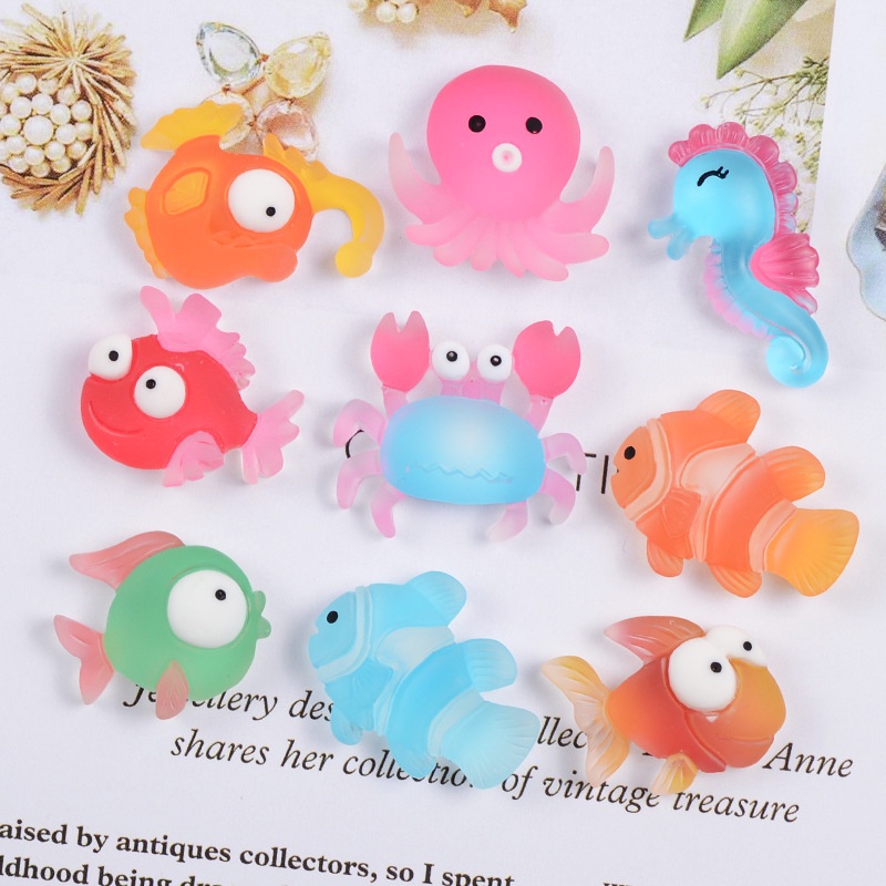Charm Slime Cá, Cua, Bạch Tuộc, Cá Ngựa Trang Trí Ốp Điện Thoại, Bình Nước, Dép