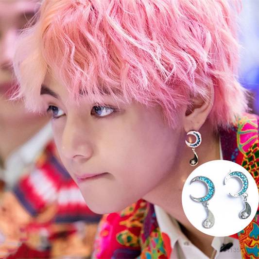 Khuyên Tai Mặt Trăng Chữ V Phong Cách Kpop BTS BT21