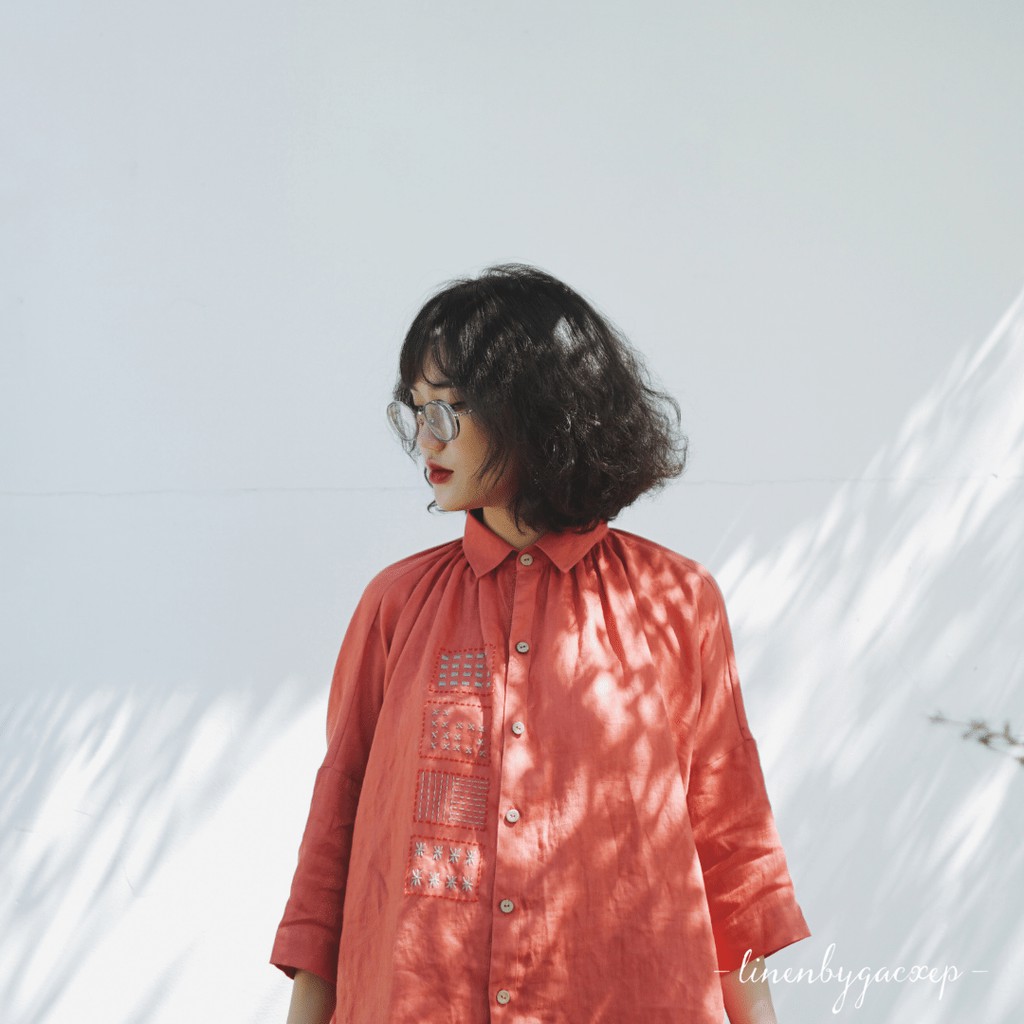 Áo linen cao cấp theo tay Phấn