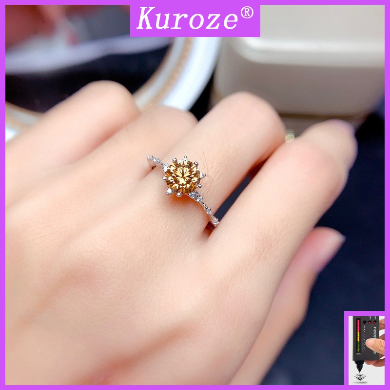 Nhẫn nữ mặt đính đá moissanite đơn giản sang trọng