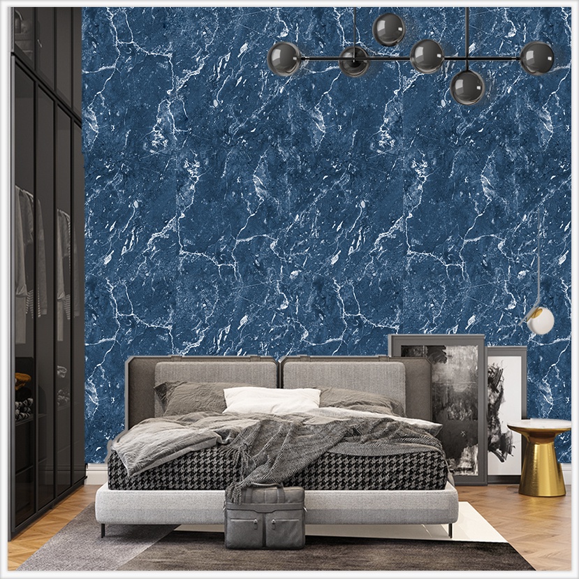Giấy Dán Tường Vân Đá Xanh Dương Mã V2 - Decal Dán Tường Vân Đá Cắt Sẵn Dán Phòng Bếp Chống Bẩn Kích Thước 60*150 Cm