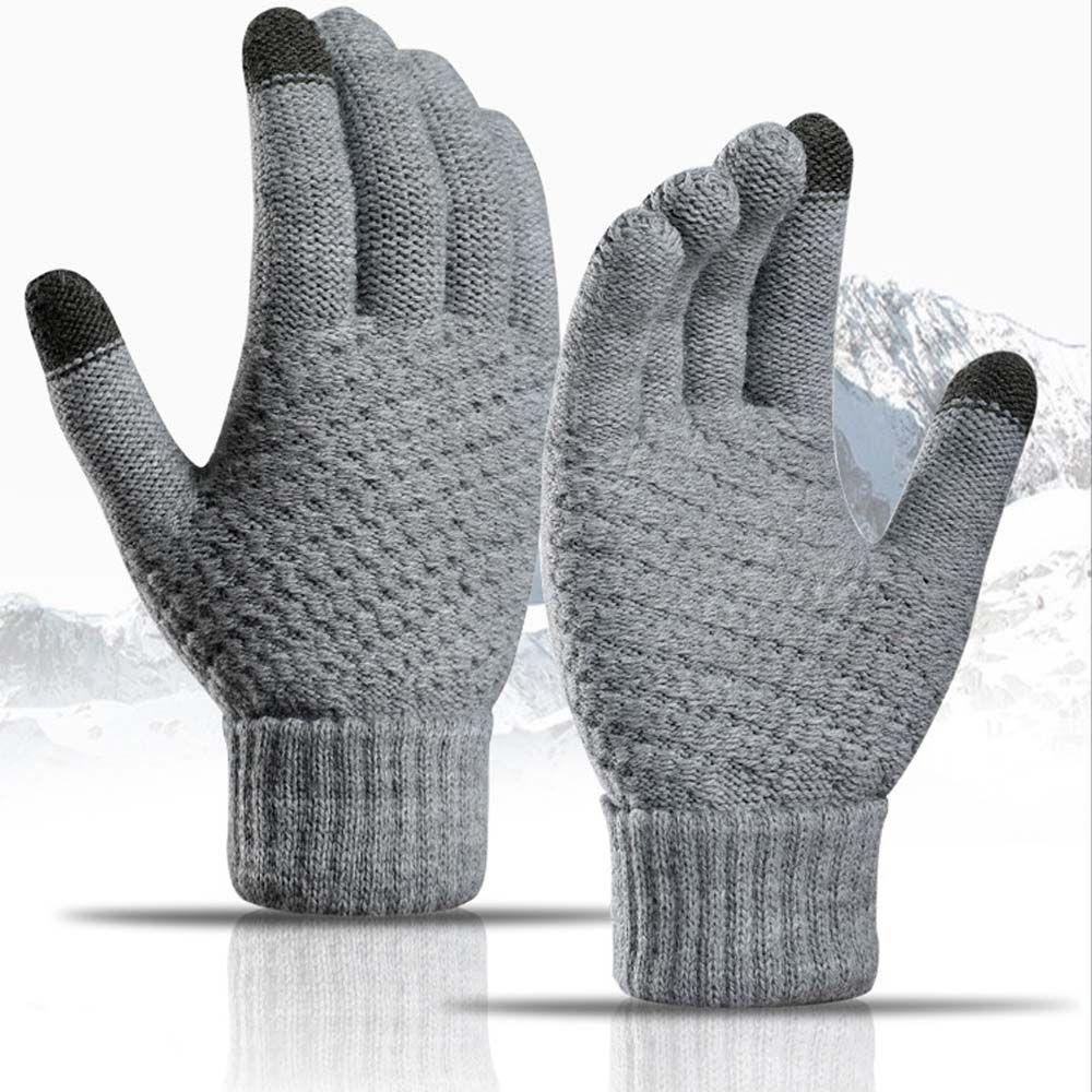 Găng Tay Dệt Kim WMES15H Phối Nhung Mềm Mại Chống Trượt Thời Trang Cho Nam Và Nữ