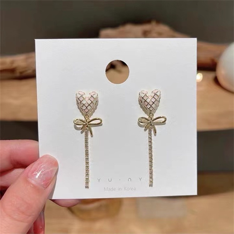 Khuyên Tai Hình Nơ Đính Đá Phong Cách Thời Trang Mới