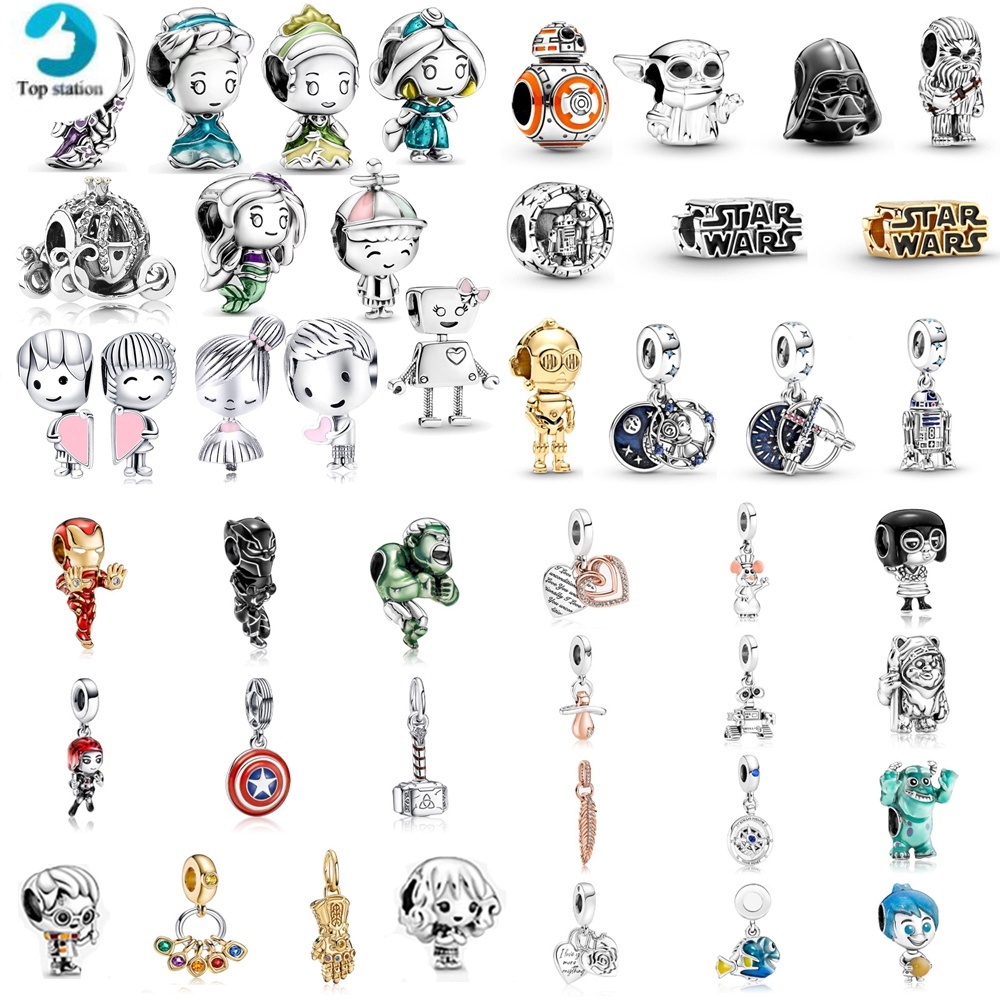 Hạt Xỏ Vòng Tay / Dây Chuyền Họa Tiết Hoạt Hình Công Chúa Dễ Thương DIY