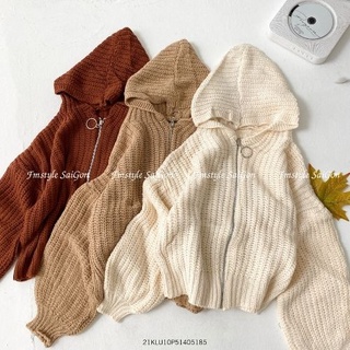 Áo khoác len nữ dây kéo cardigan mỏng thu đông thời trang ulzzang hàn quốc VM Shop 21KLU10P51405-21KLU11JM1901