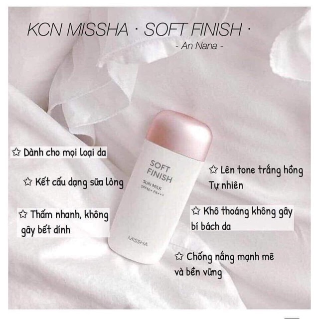 KEM CHỐNG NẮNG MISSHA SOFT FINISH SUN MILK