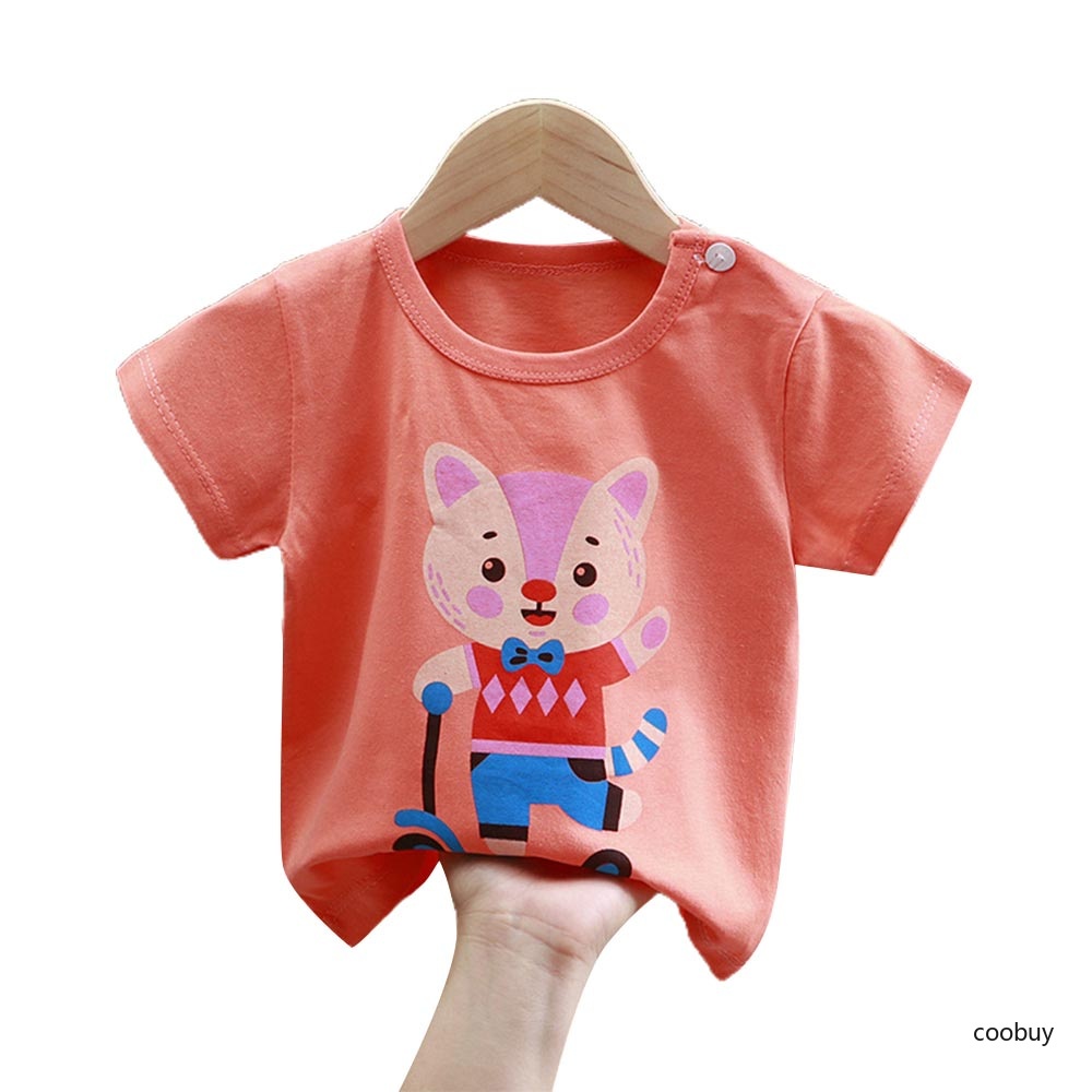 COD Set Áo Thun Tay Ngắn &amp; Quần Short Họa Tiết Hoạt Hình Cho Bé CO