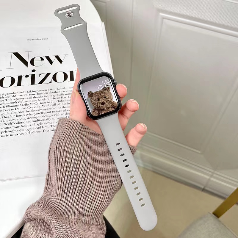 Dây Đeo Silicone 45mm 49mm 44mm 41mm Cho iWatch 40mm 38mm 42mm Correa Apple Watch Series 7 6 SE 5 4 3 2
