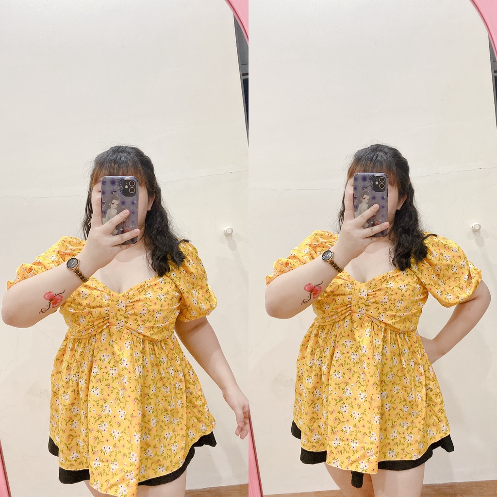 🌼Áo Babydoll nơ ngực dáng dài 50-80kg