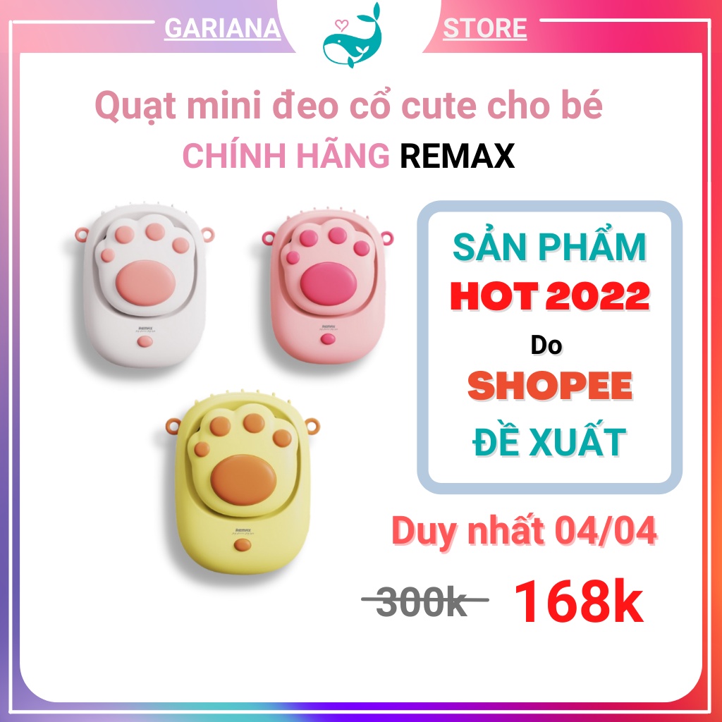 Quạt mini đeo cổ cute Remax F6, quạt có dây treo cổ mèo dễ thương hợp với học sinh sinh viên đi học, đi làm, dã ngoại