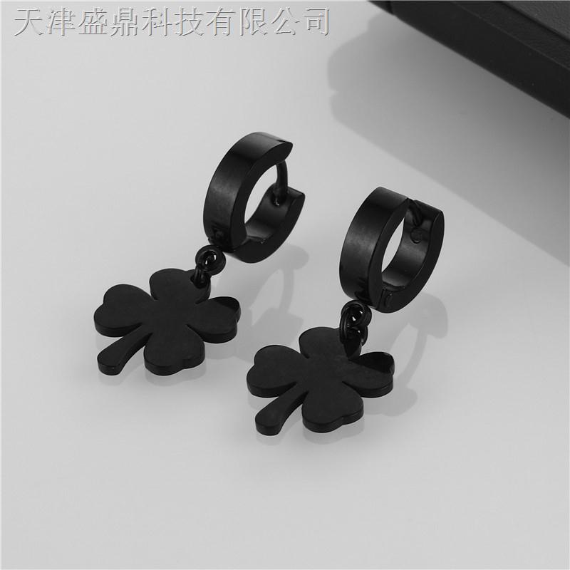 ❈⊕ ∋Hàng Có Sẵn Khuyên Tai Bằng Thép Titan Hình Cỏ Bốn Lá Phiên Bản Âu Mỹ Bán Chạy