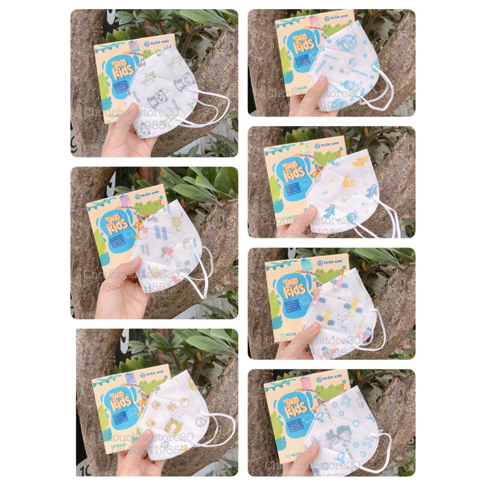 [HÀNG CÓ SẴN] Hộp 10 Chiếc Khẩu trang 5D Trẻ Em TM95 Kid Cho Bé Từ 5 Đến 12 Tuổi Mix Hình Kháng Khuẩn- Ngăn Bụi