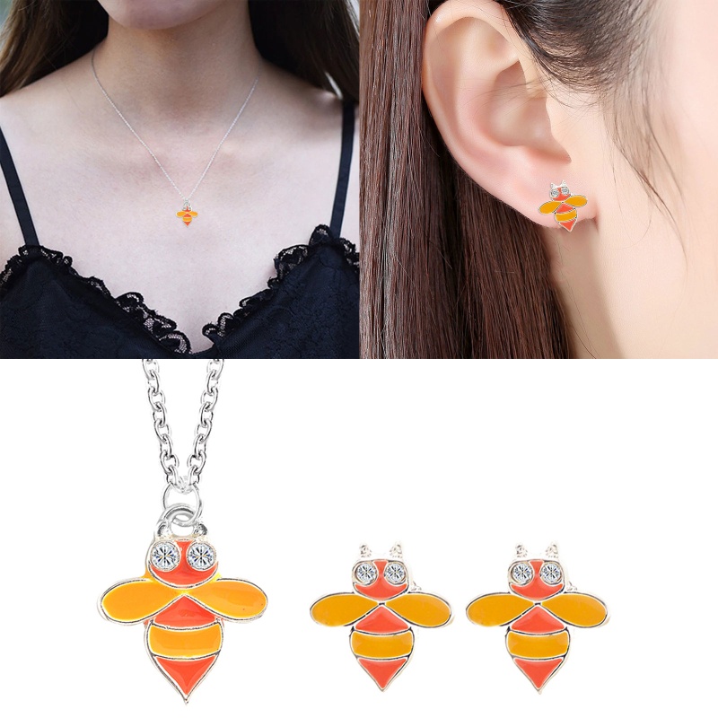 Bộ Vòng cổ + Bông Tai Hình Ong Vàng Sáng Tạo Hữu Ích