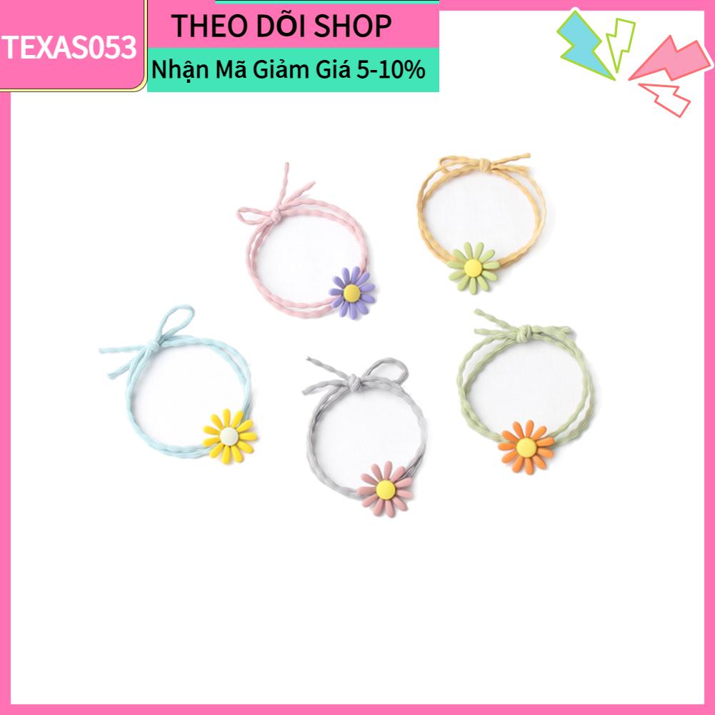 Dây buộc tóc đàn hồi đính hoa cúc nhỏ màu sắc kẹo ngọt xinh xắn thời trang dành cho nữ