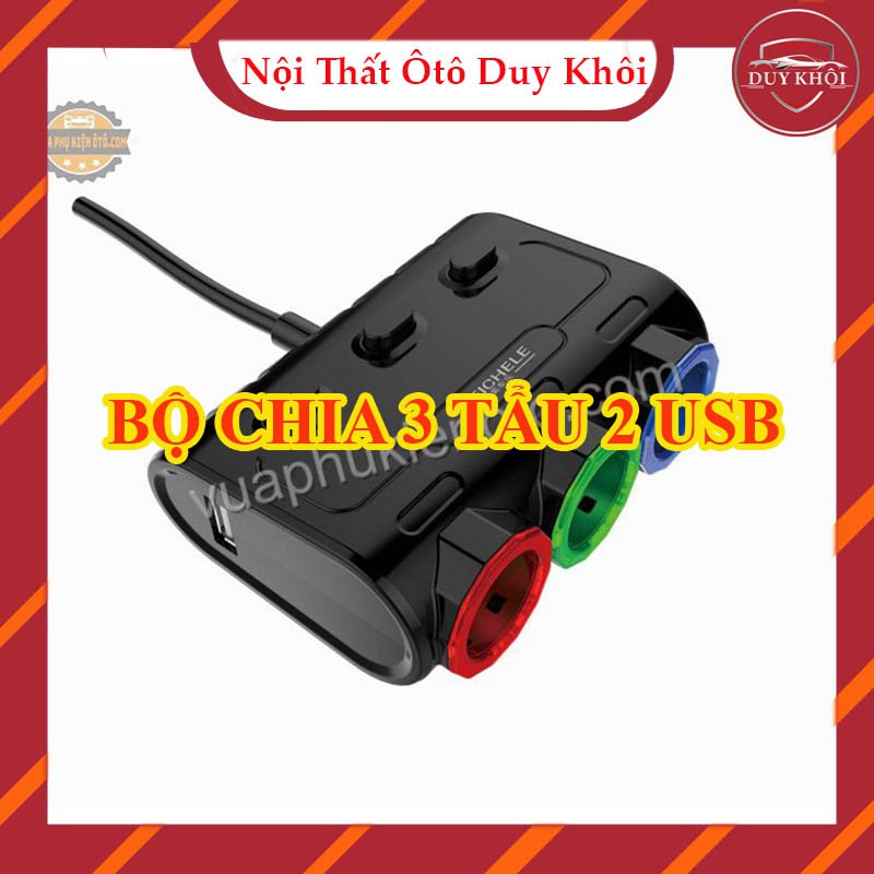 Bộ chia 3 tẩu 2 Usb Meichele có hiển thị điện áp giá rẻ, uy tín, chất lượng cho xe ô tô