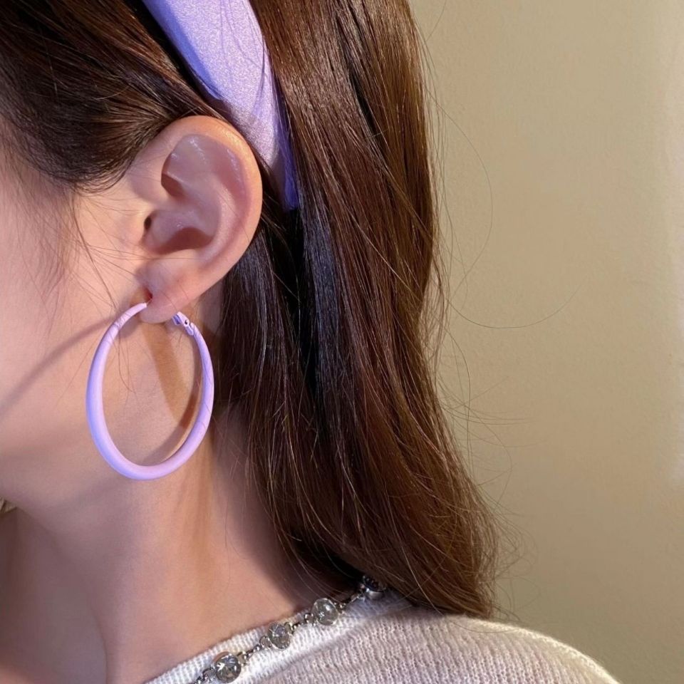 Jiashucheng Khuyên Tai Tròn Màu Kẹo Ngọt Phong Cách Mới Mùa Hè Màu Xanh Lá Cây Xanh Dương Khí Chất Cao Cấp