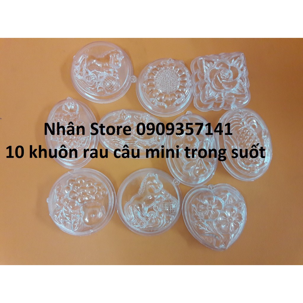 Set 10 Khuôn rau câu mini trong suốt