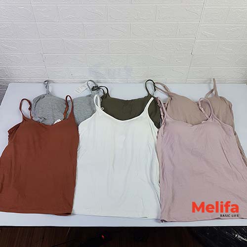 Áo hai dây nữ có đệm ngực nâng đỡ kiểu basic trơn chất cotton thoáng mát nhiều màu mã A0093 | BigBuy360 - bigbuy360.vn