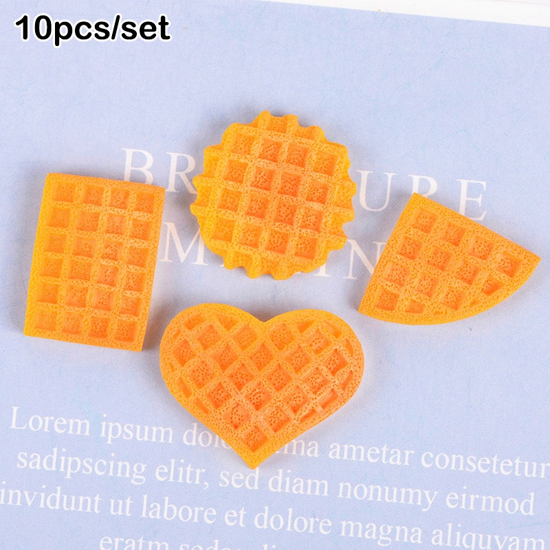 Set 10 Móc Khóa / Điện Thoại Hình Bánh Waffle Bằng Nhựa Resin Diy
